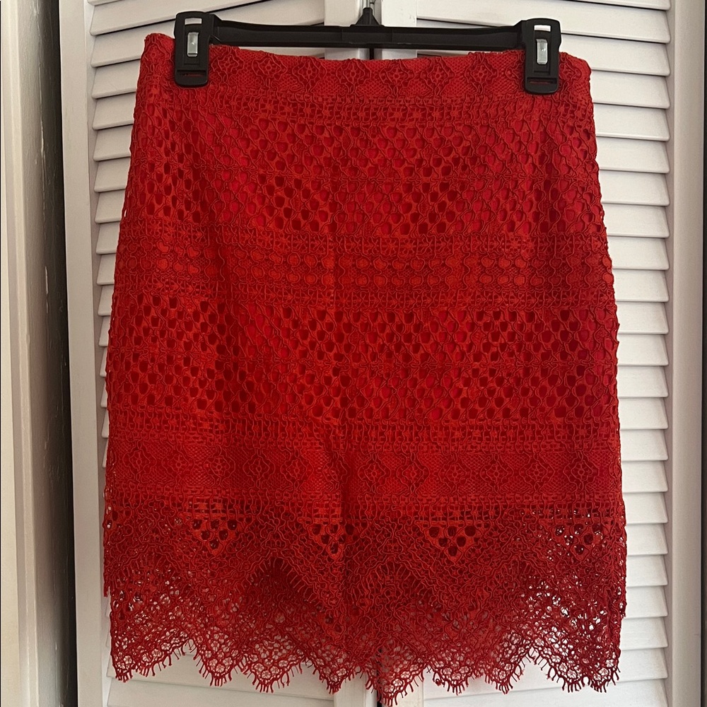 Banana Republic Elegant Red Lace Skirt